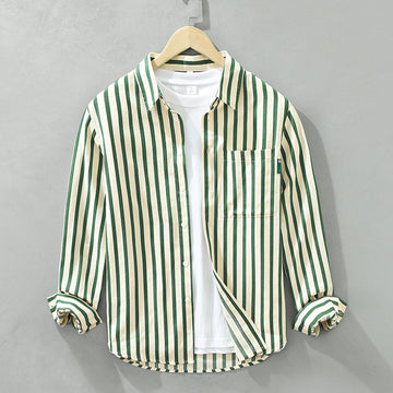 Vertical Striped Long-sleeved Shirt Loose