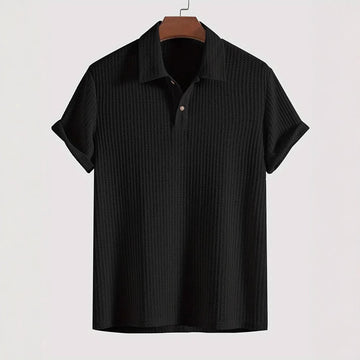 Men's Coat Lapel Rhombus Knit Casual Loose Short Sleeve Shirt