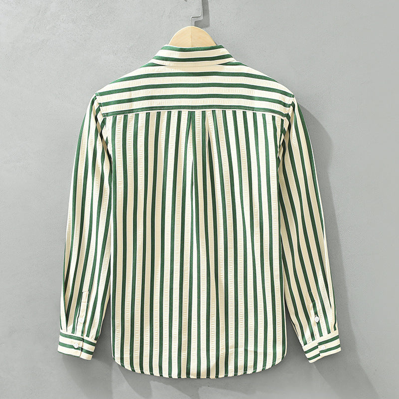 Vertical Striped Long-sleeved Shirt Loose